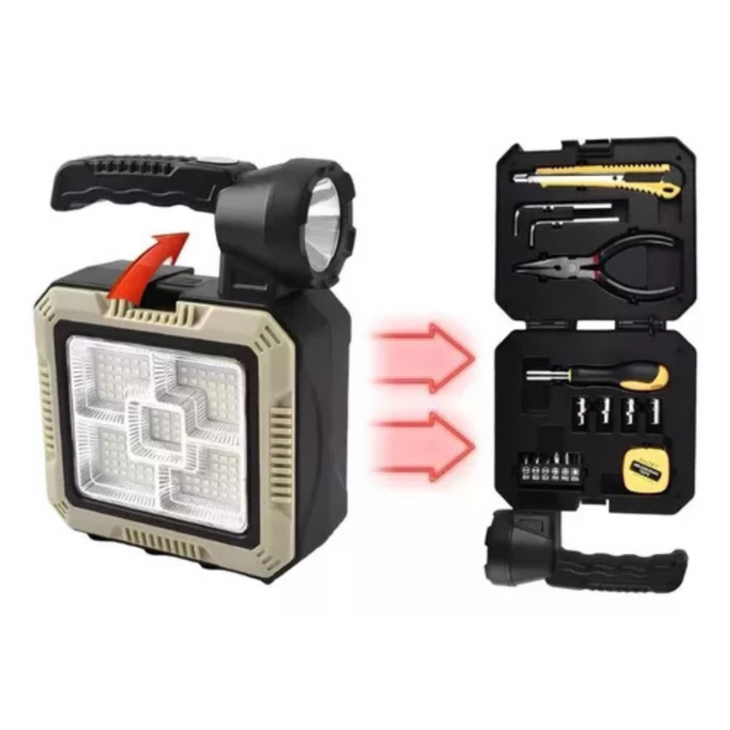 Lanterna LED Multifuncional Solar e USB com PowerBank
