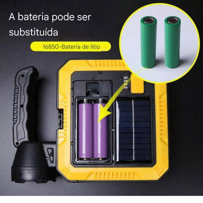 Lanterna LED Multifuncional Solar e USB com PowerBank